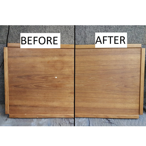 Before and after using teak oil