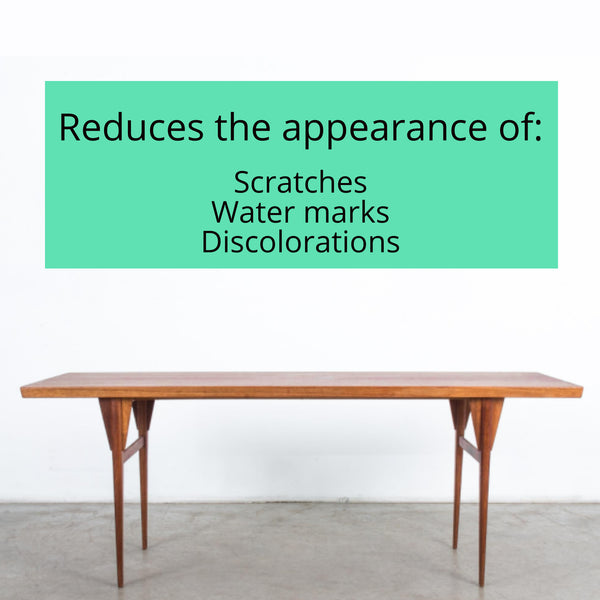 Teak oil reduces the appearance of scratches, water marks and discolorations on furniture